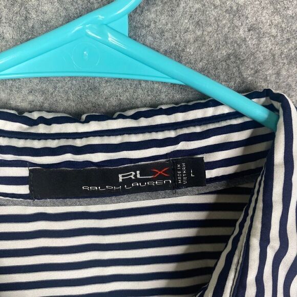 RLX Ralph Lauren Polo Shirt Adult Large Striped Short Sleeve Golf Men Preppy - Picture 6 of 8